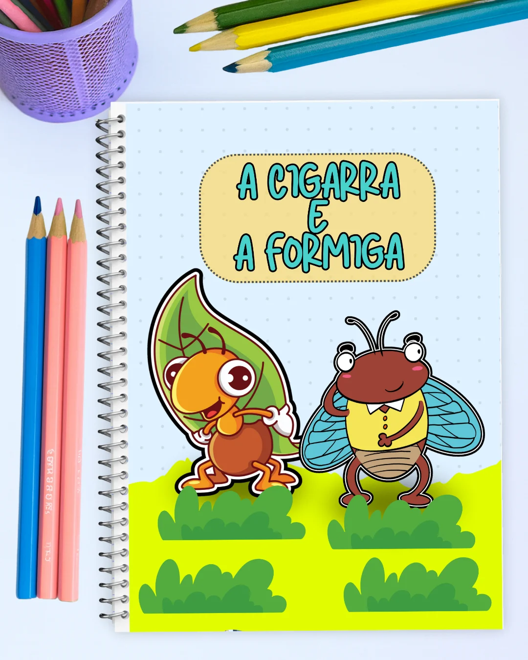 A Cigarra e a Formiga: Atividades de Português com cenária — Alfabetização para 1º ano: Atividades de interpretação de…