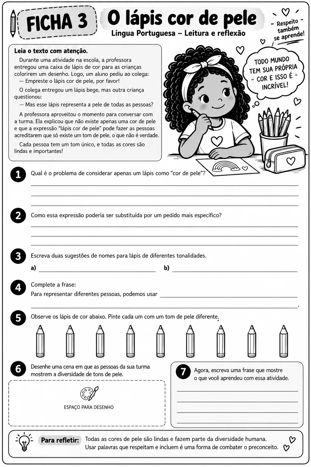 A Cor de Coraline: Atividades sobre Diversidade — amostra 6: Apostila com fichas de atividades inspiradas no livro A Cor de…
