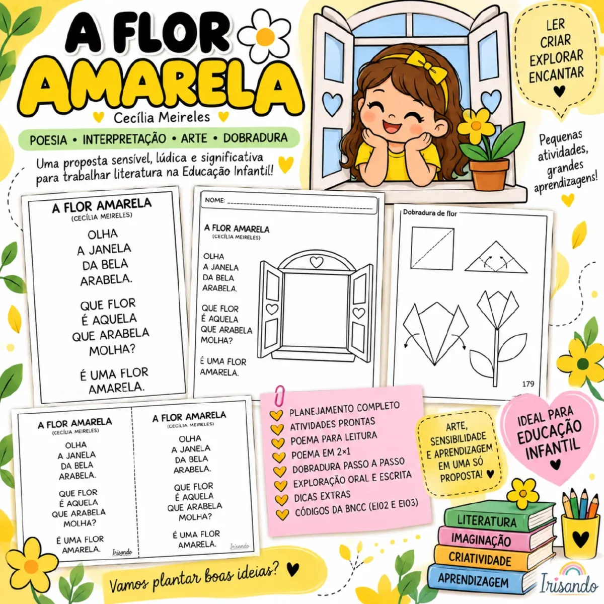A FLOR AMARELA - KIT PEDAGÓGICO PRIMAVERA — Planners e organização para Educação Infantil: Poema, janela interativa,…