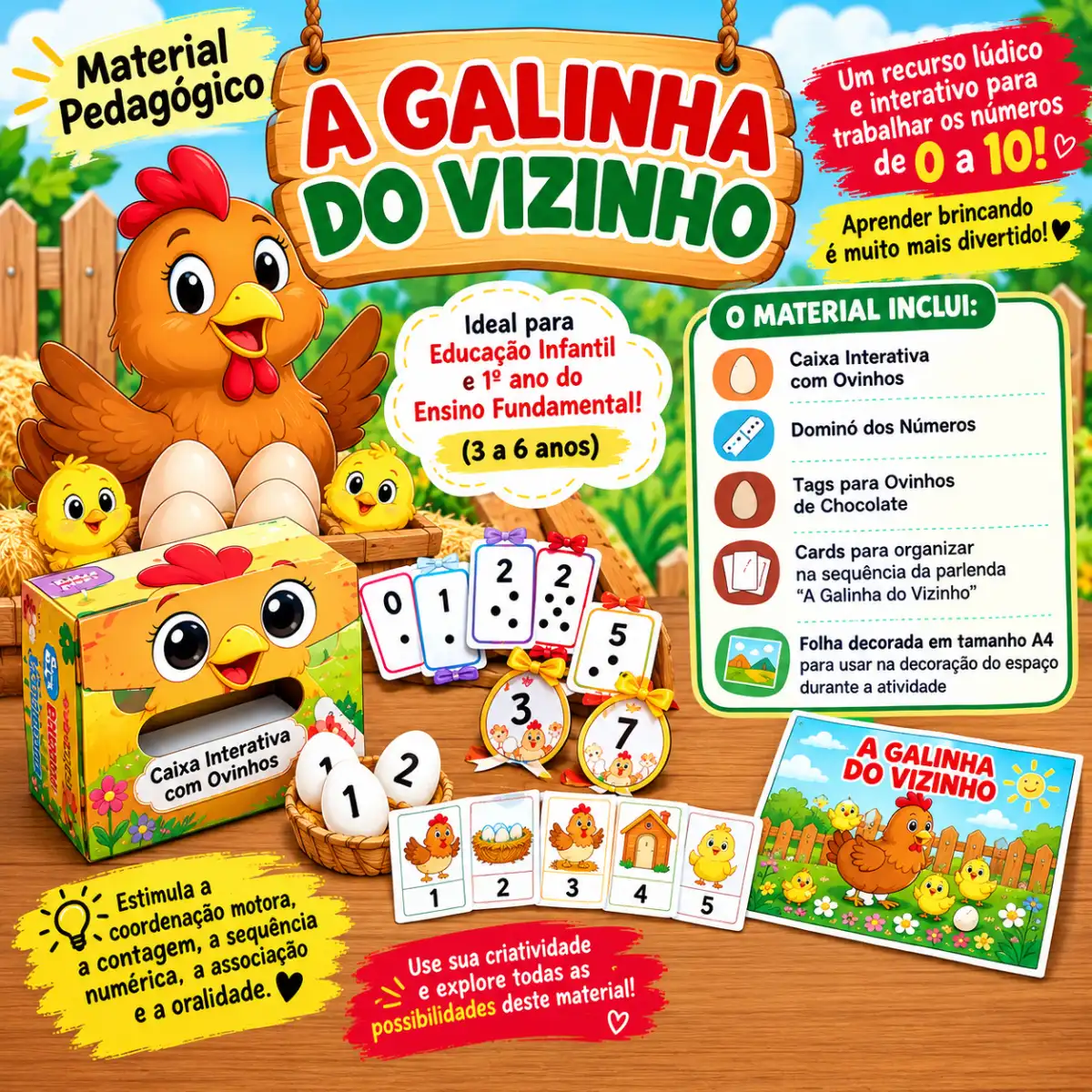 A Galinha do Vizinho - Educação Infantil🐔 — Apostilas para Educação Infantil: Material lúdico “A Galinha do Vizinho” para…