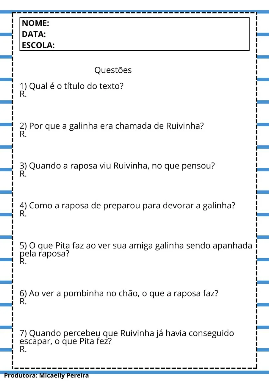 A GALINHA RUIVA – Atividades para Imprimir — amostra 2: Sobre o A GALINHA RUIVA