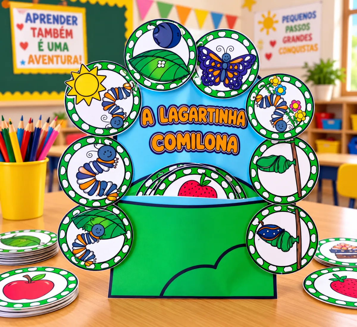 A Lagartinha Comilona – Atividade Pedagógica - Sequência didática — amostra 3: 🐛🦋 A LAGARTINHA COMILONA – KIT PEDAGÓGICO
