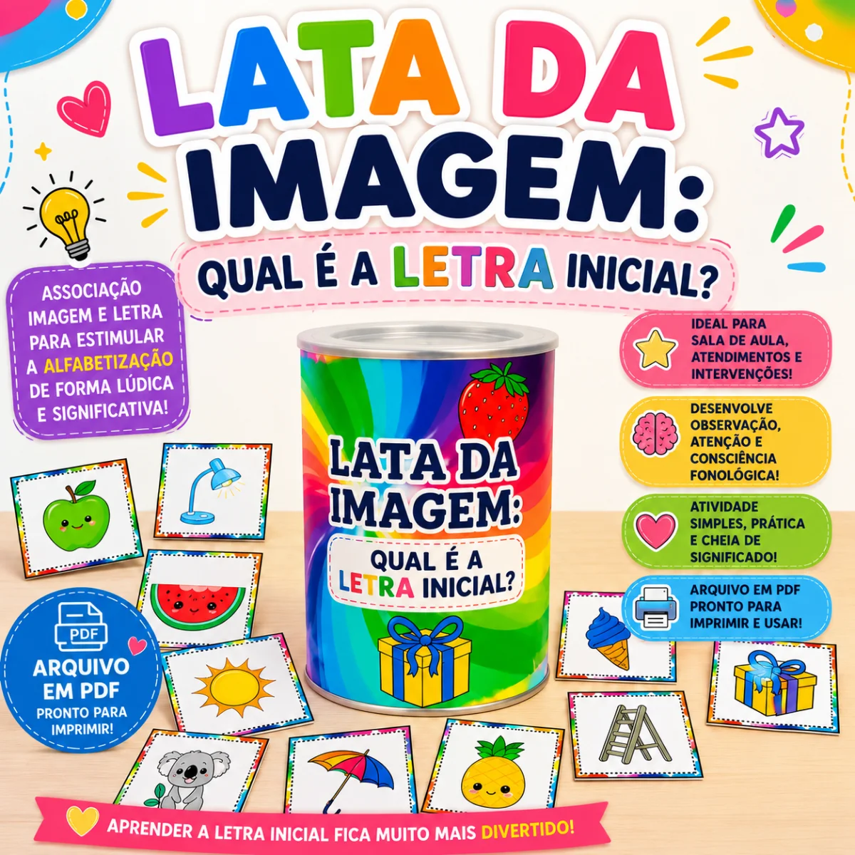 A Lata da Imagem – Qual é a Letra Inicial? — Alfabetização para Educação Infantil: Lata da Imagem: recurso em PDF que…