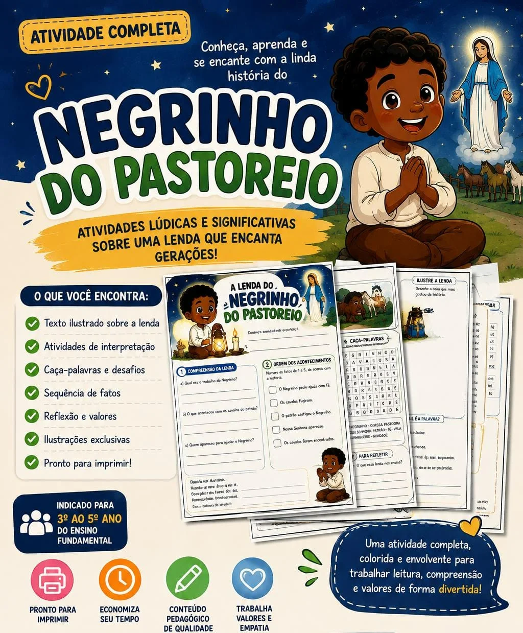 A lenda do negrinho do pastoreio – PDF para Imprimir — Alfabetização para Educação Infantil: Trabalhe uma das mais…