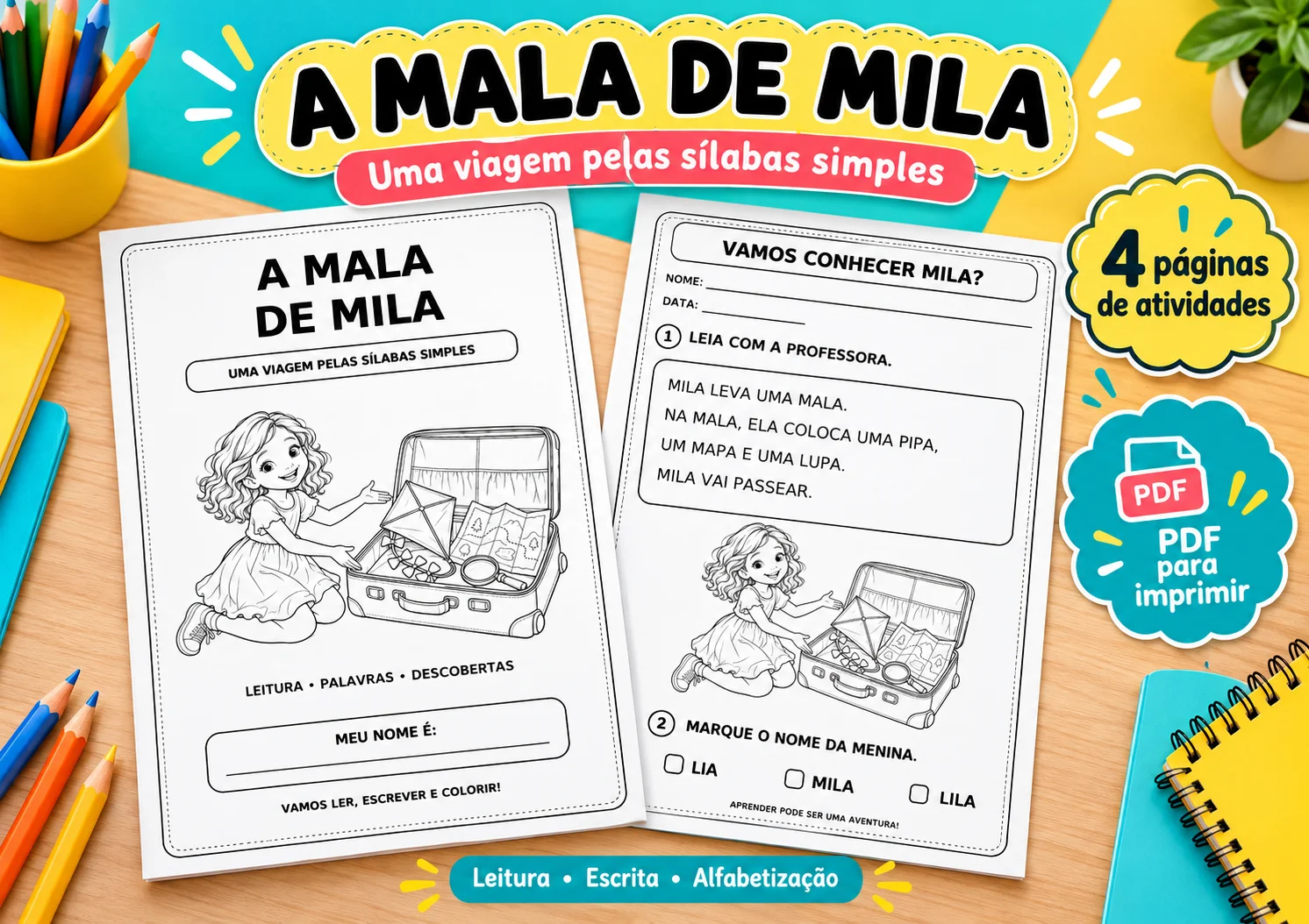 A Mala de Mila | Leitura e Formação de Palavras com Sílabas Simples — capa do material