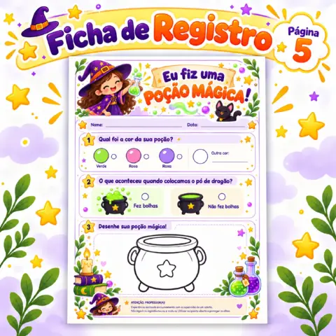 A Poção Mágica da Bruxa – para Educação Infantil em PDF — amostra 4: Poção Mágica da Bruxa em PDF com receita, experiência…