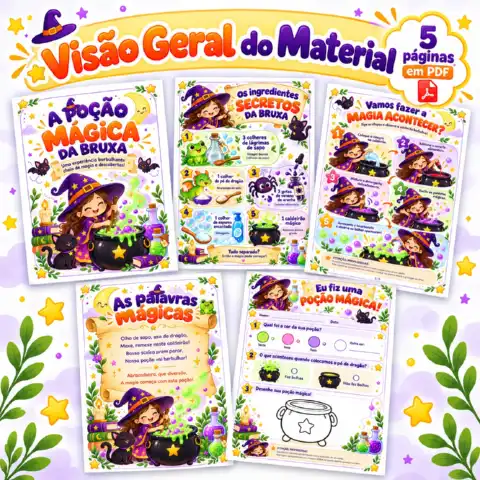 A Poção Mágica da Bruxa – para Educação Infantil em PDF — amostra 5: Poção Mágica da Bruxa em PDF com receita, experiência…