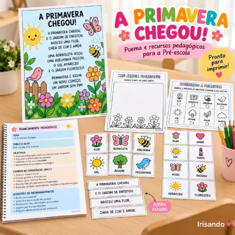A PRIMAVERA CHEGOU! — POEMA E RECURSOS PARA JARDIM E 1° ANO — capa do material