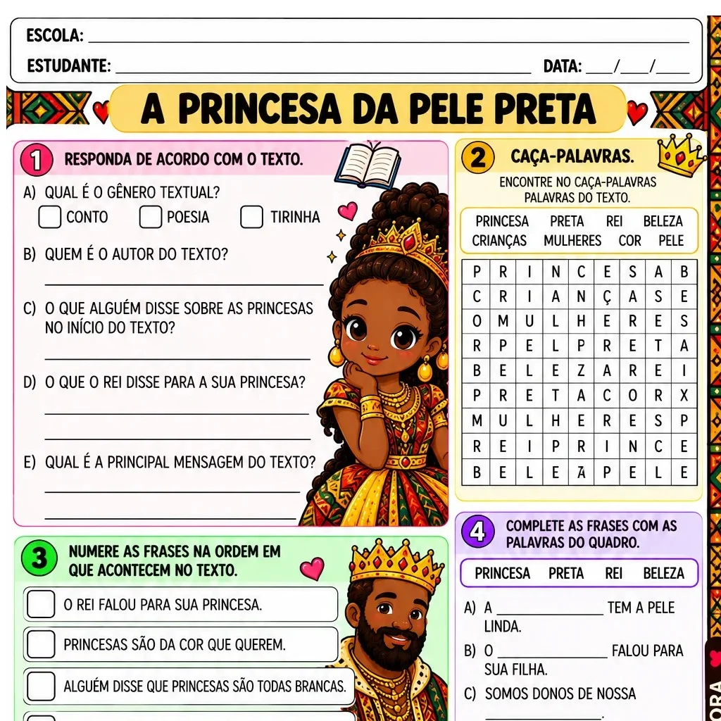 “A PRINCESA DA PELE PRETA” - CONSCIÊNCIA NEGRA — amostra 1: ALFABETIZAÇÃO, LETRAMENTO, IDENTIDADE E VALORIZAÇÃO DA…