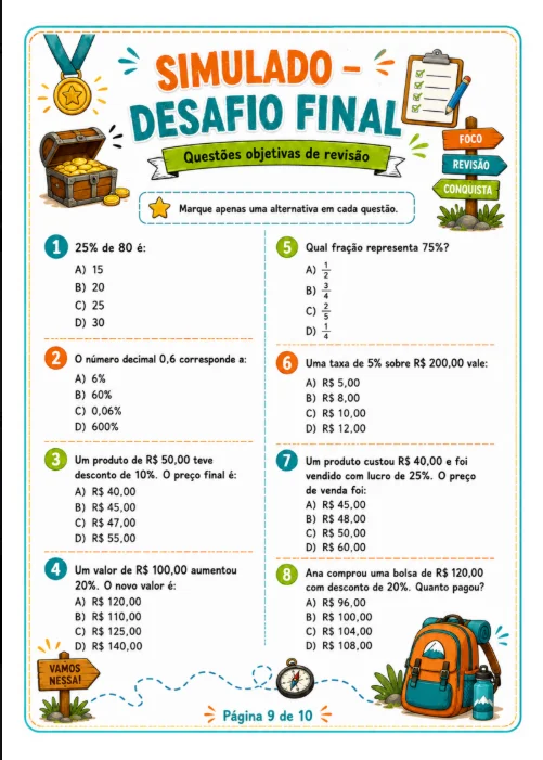 A Trilha da Porcentagem – Desafios Matemáticos — amostra 1: A Trilha da Porcentagem – Desafios Matemáticos reúne atividades…