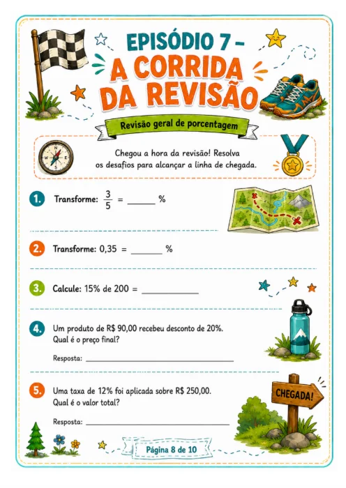 A Trilha da Porcentagem – Desafios Matemáticos — amostra 2: A Trilha da Porcentagem – Desafios Matemáticos reúne atividades…