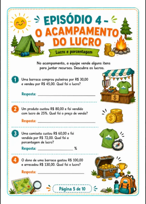 A Trilha da Porcentagem – Desafios Matemáticos — amostra 5: A Trilha da Porcentagem – Desafios Matemáticos reúne atividades…
