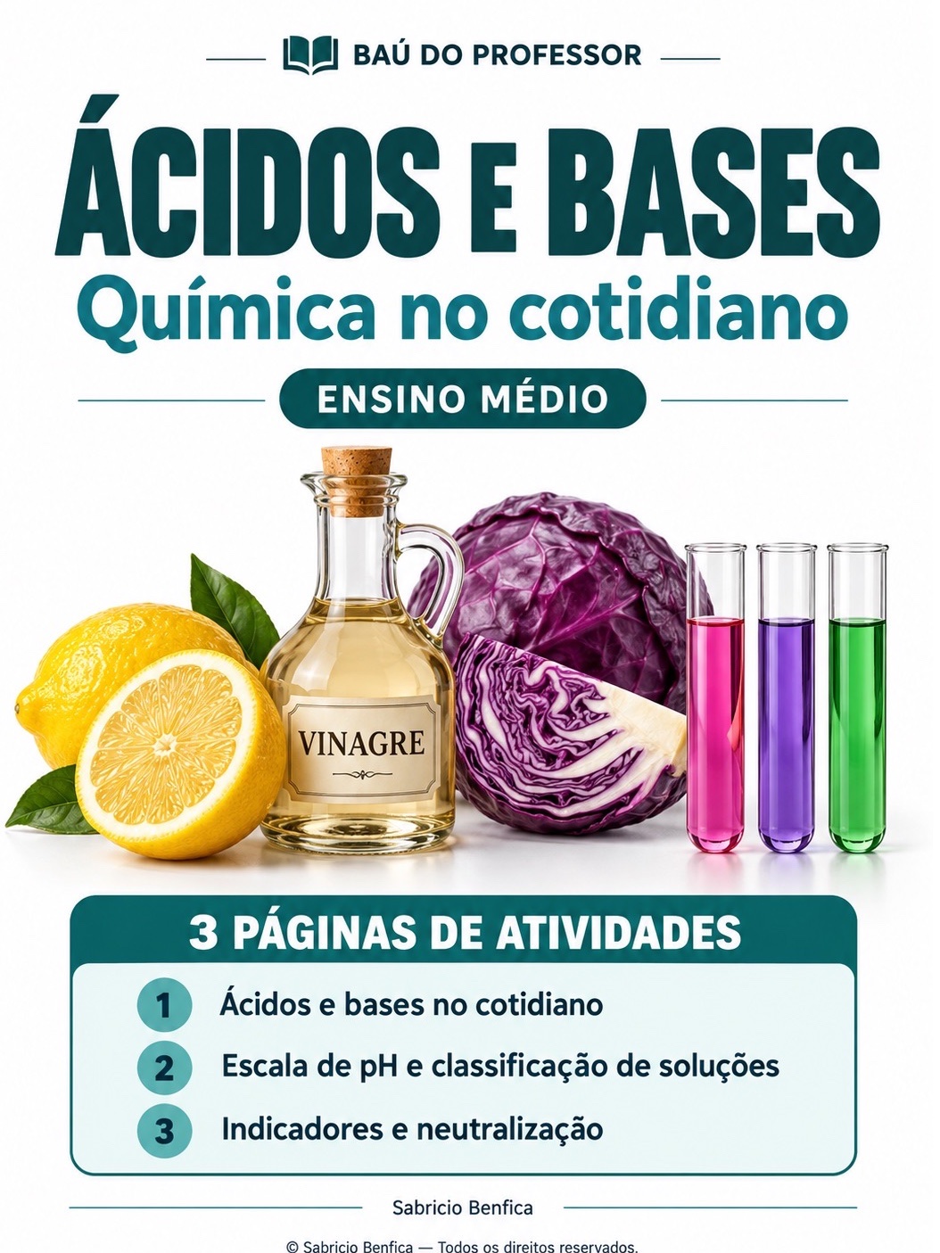 Ácidos e Bases: Atividades de Química para Ensino Médio em PDF — capa do material