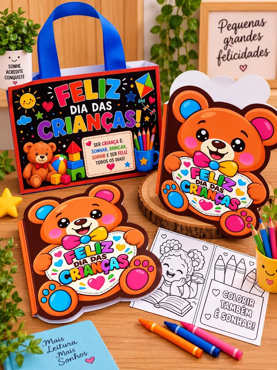 ACOLINHA E LIVRINHO – DIA DAS CRIANÇAS-TEMA URSINHO — Alfabetização para Educação Infantil: Kit Didático e Lembrancinha:…