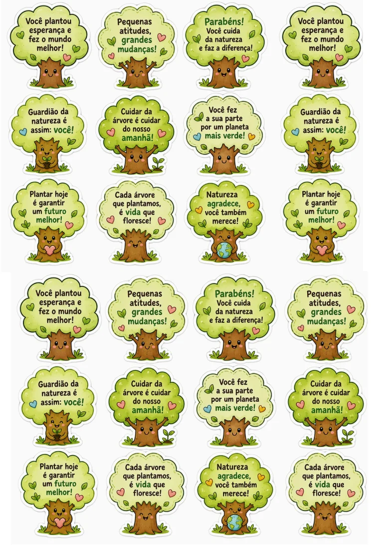 Adesivos de Incentivo Dia da Árvore – Educação Infantil — amostra 2: ✨ Ideal para utilizar em: