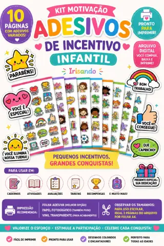 Adesivos de Incentivo Infantil — Kit Motivação Irisando — amostra 1: Adesivos prontos para valorizar conquistas, estimular… Adesivos de Incentivo Infantil — Kit Motivação Irisando — amostra 1: Adesivos prontos para valorizar conquistas, estimular…