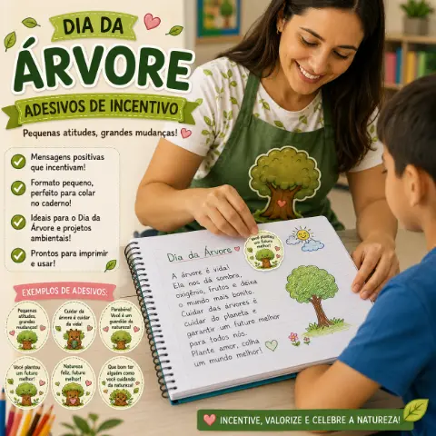 Adesivos Dia da Árvore em PDF | Incentivo e Motivação — capa do material