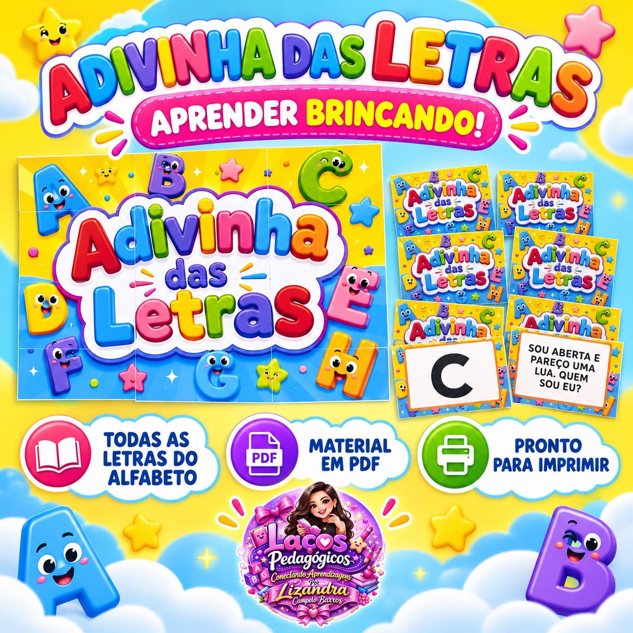 Adivinha das Letras: Jogo de Alfabetização Anos iniciais — capa do material