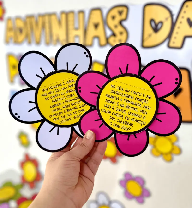 Adivinhas da Primavera: PDF com 25 Adivinhas e Painel — amostra 2: O que vem no material