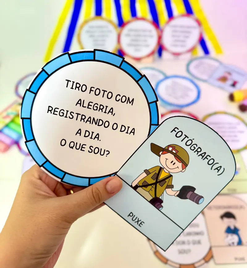 Adivinhas das Profissões: PDF com 17 Fichas Interativas — amostra 3: Como preparar as fichas interativas