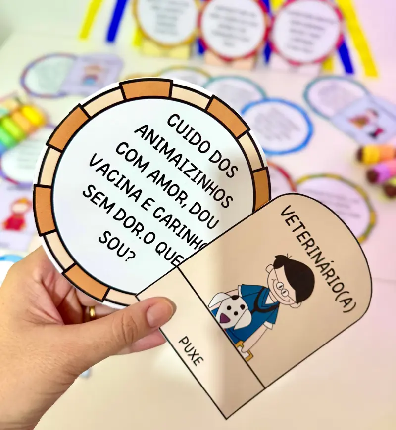 Adivinhas das Profissões: PDF com 17 Fichas Interativas — amostra 4: Sugestões de uso em sala de aula