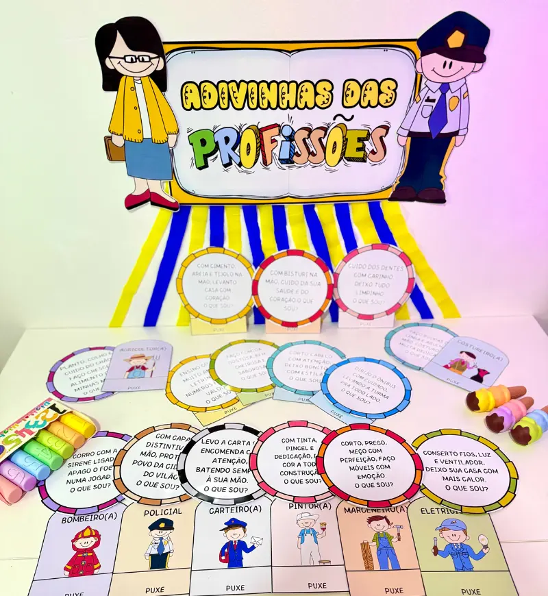 Adivinhas das Profissões: PDF com 17 Fichas Interativas — Jogos pedagógicos para Educação Infantil: Explore o tema…