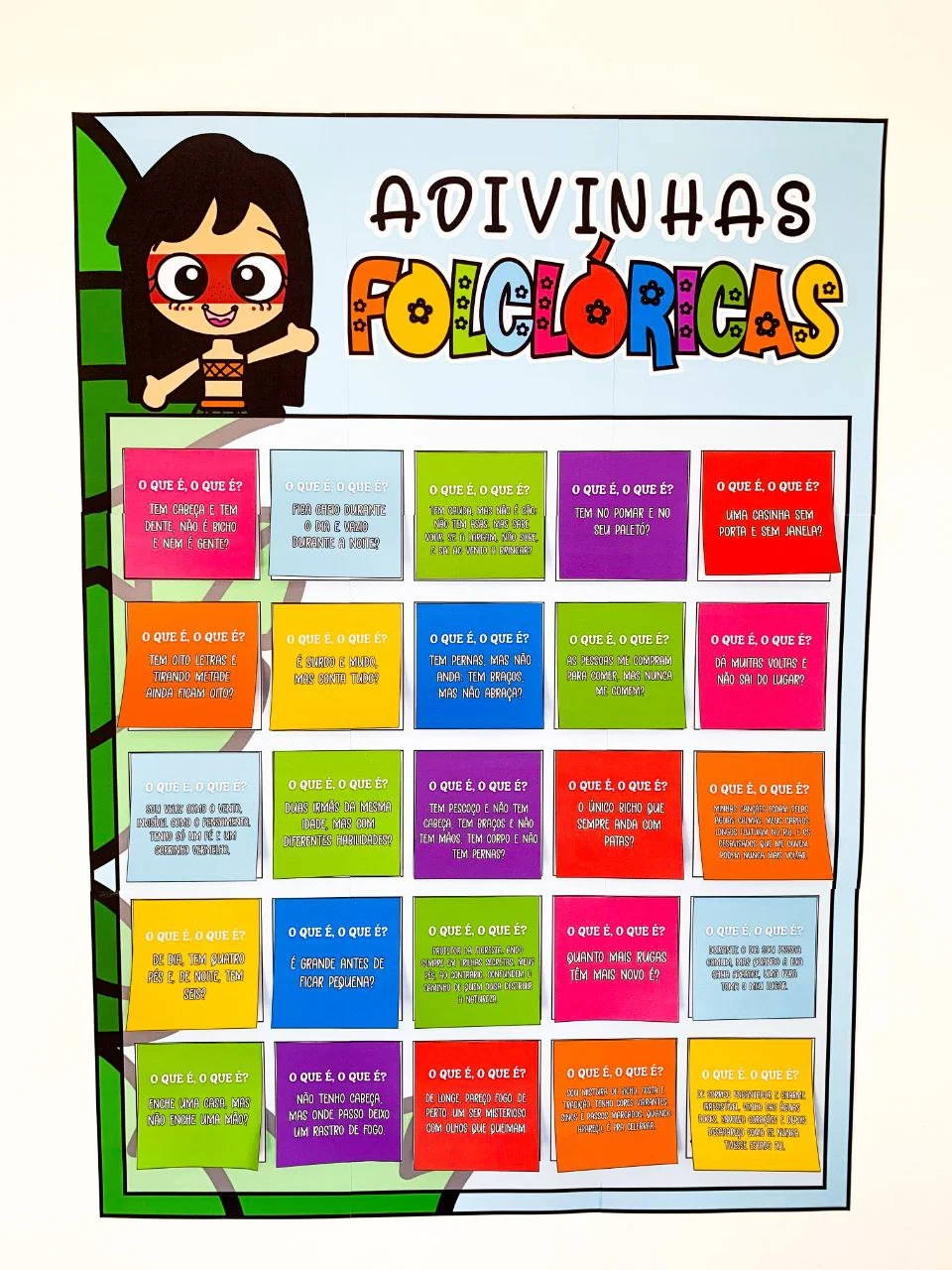 Adivinhas Folclóricas para Imprimir | Cartaz Interativo em PDF — amostra 7: Um painel que é pura brincadeira