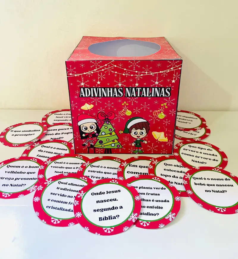 Adivinhas Natalinas em PDF: Fichas para Imprimir e Sortear — amostra 1: Adivinhas natalinas para aprender e brincar
