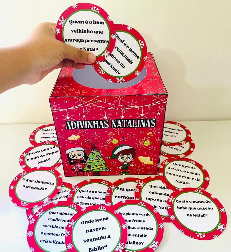 Adivinhas Natalinas em PDF: Fichas para Imprimir e Sortear — capa do material
