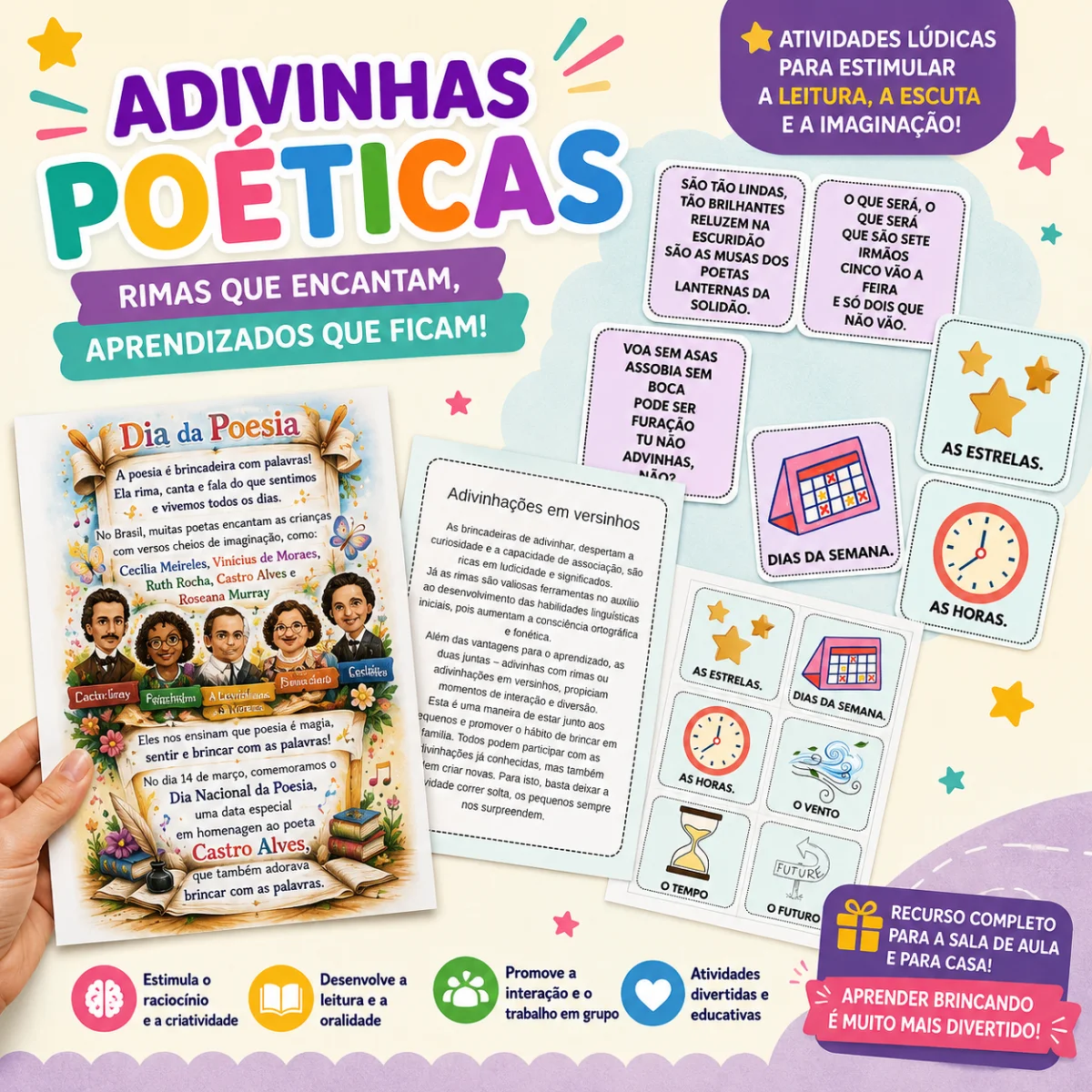 ADIVINHAS POÉTICAS –ATIVIDADE LÚDICA DE POESIAS - ENSINO FUNDAMENTAL — capa do material
