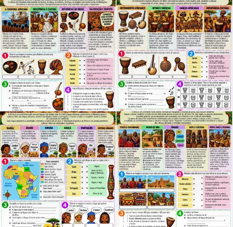 🌍✨ ÁFRICA: POVOS, PAISAGENS, CULTURAS E HISTÓRIAS ✨🌍 — amostra 2: 📚 SEQUÊNCIA DIDÁTICA COMPLETA – 3º AO 5º ANO 🚨…