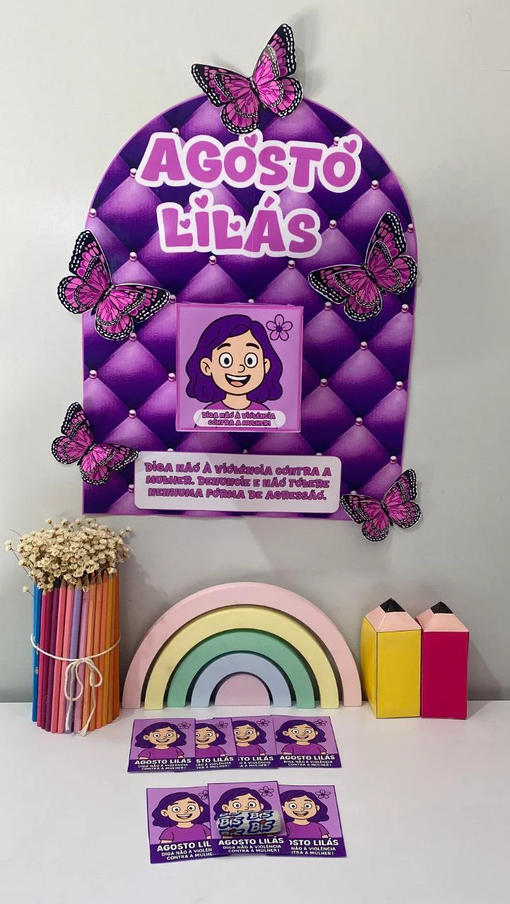 Agosto Lilás para Imprimir | Painel e Kit de Conscientização — amostra 2: O Agosto Lilás é o mês dedicado à conscientização…