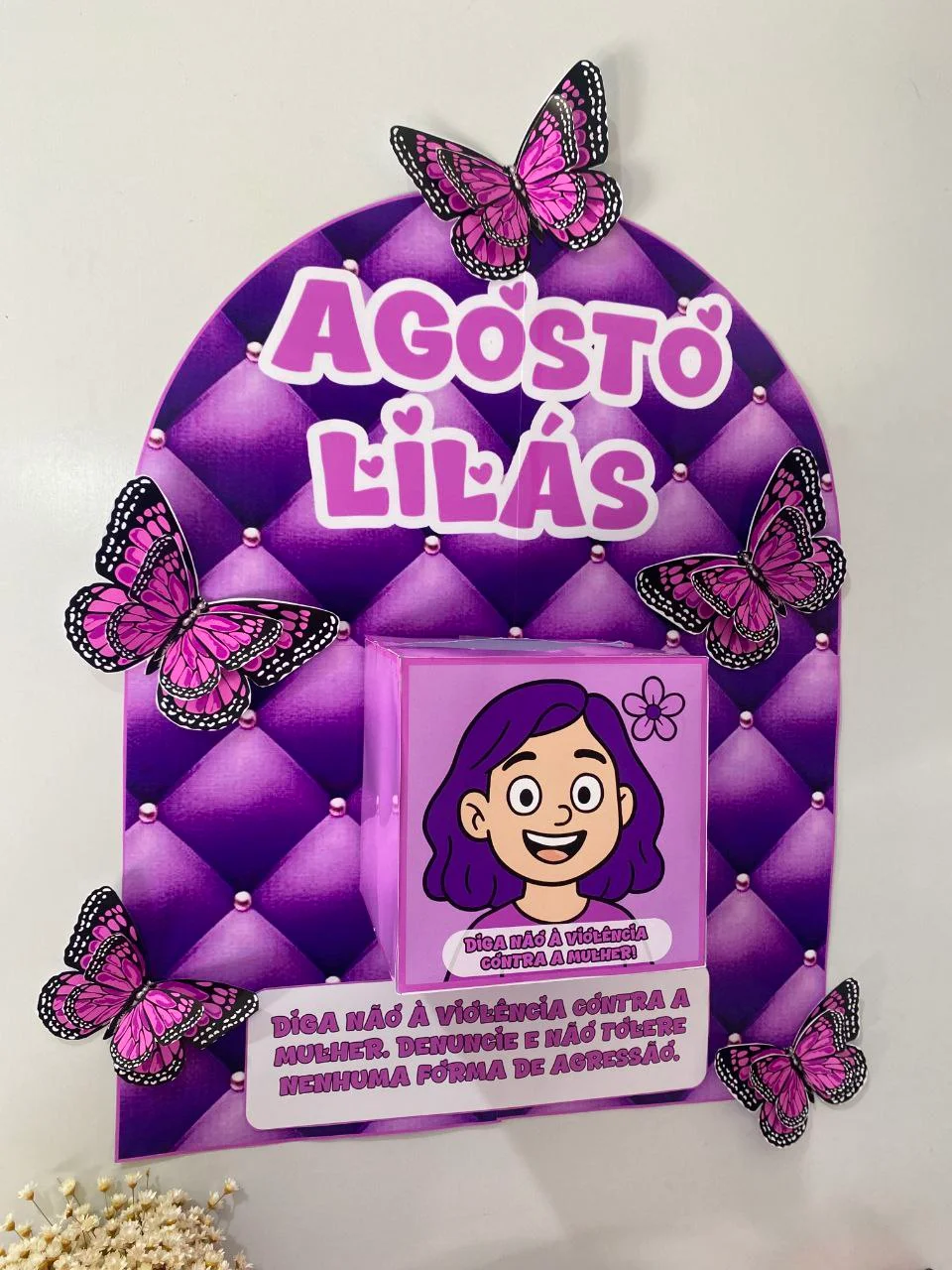Agosto Lilás para Imprimir | Painel e Kit de Conscientização — amostra 3: O Agosto Lilás é o mês dedicado à conscientização…