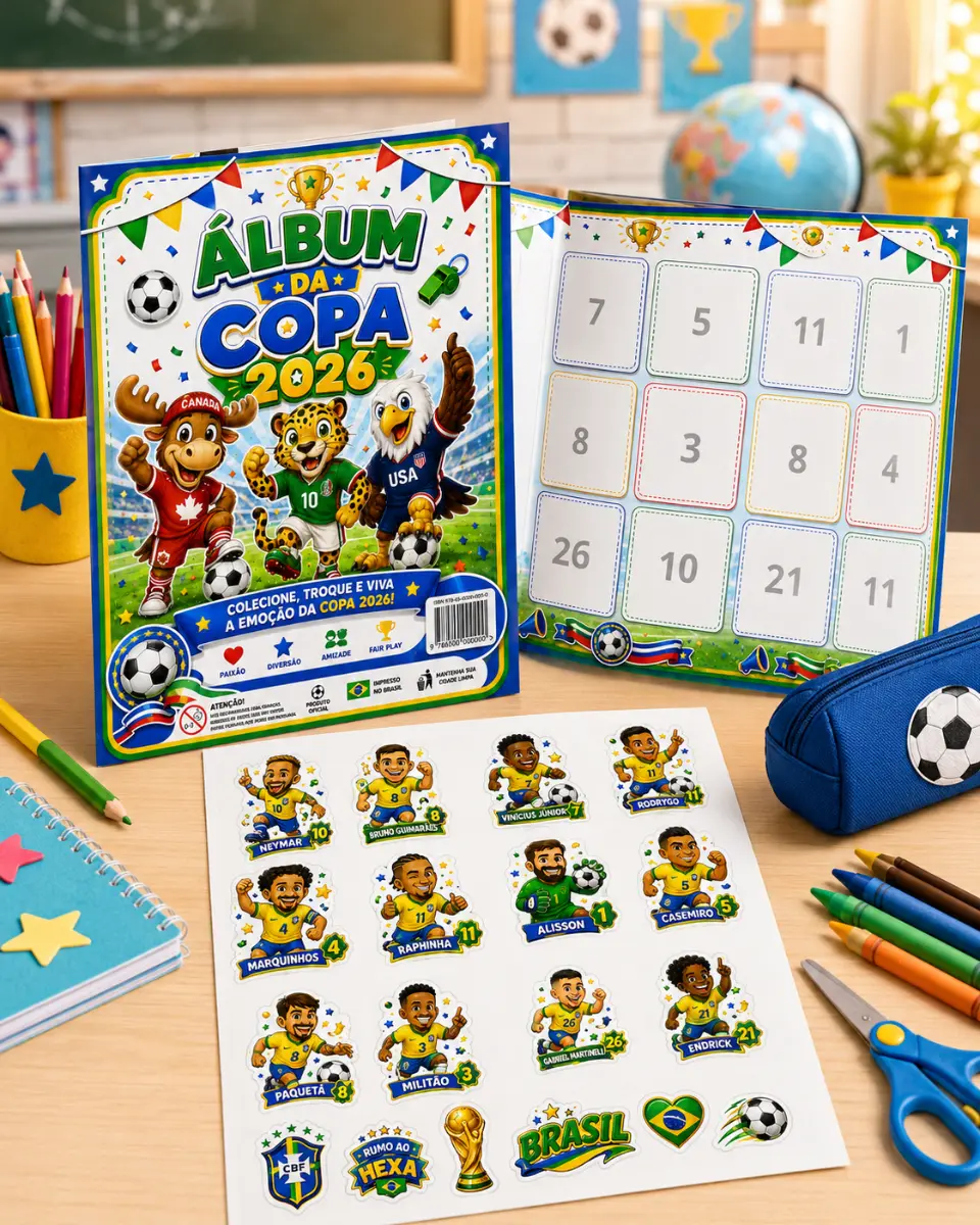 Álbum de Figurinhas da Copa do Mundo 2026 — amostra 2: Álbum de Figurinhas voltado para a Educação Infantil com os…