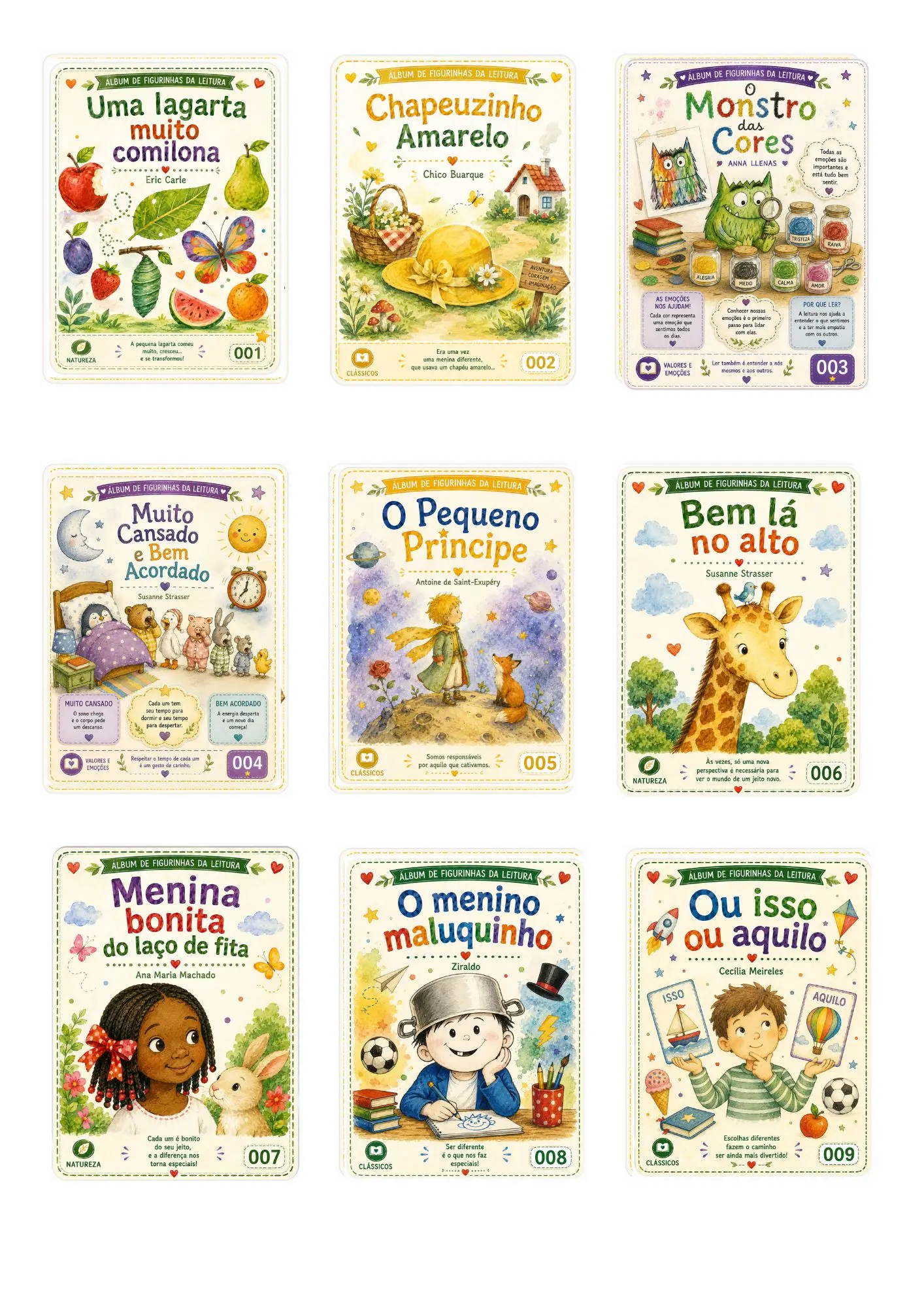 Álbum de Figurinhas da leitura 4 a 9 anos.pdf — amostra 2: Cada vez que uma leitura for concluída, a criança ganha a…
