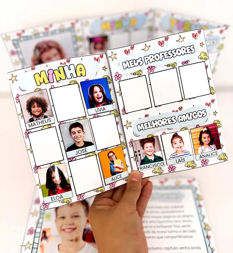 Álbum de Figurinhas da Turma Editável para o Fim de Ano — amostra 6: Personalize o Álbum de Figurinhas da Turma com até 33…