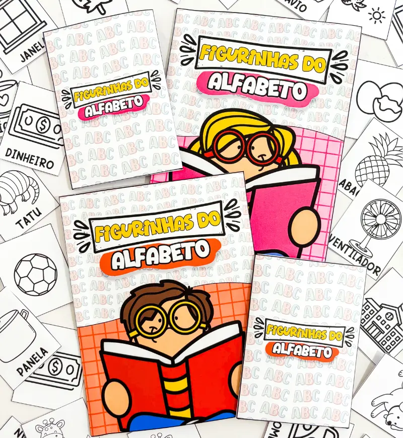 Álbum de Figurinhas do Alfabeto para Imprimir e Colorir — amostra 1: Álbum de figurinhas do alfabeto para explorar letras e…