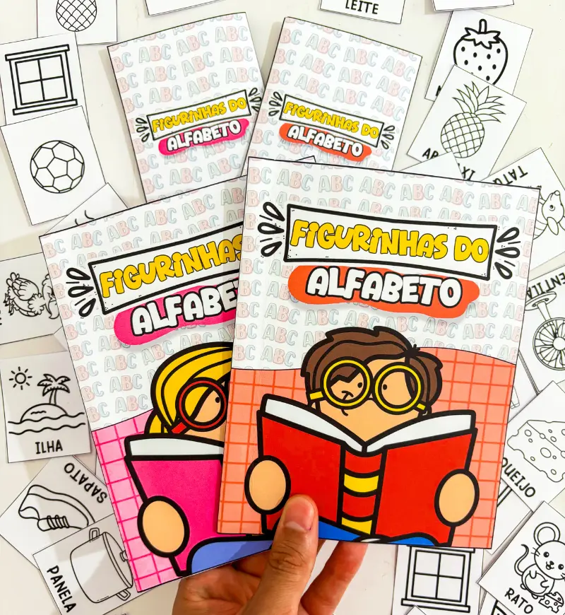 Álbum de Figurinhas do Alfabeto para Imprimir e Colorir — capa do material