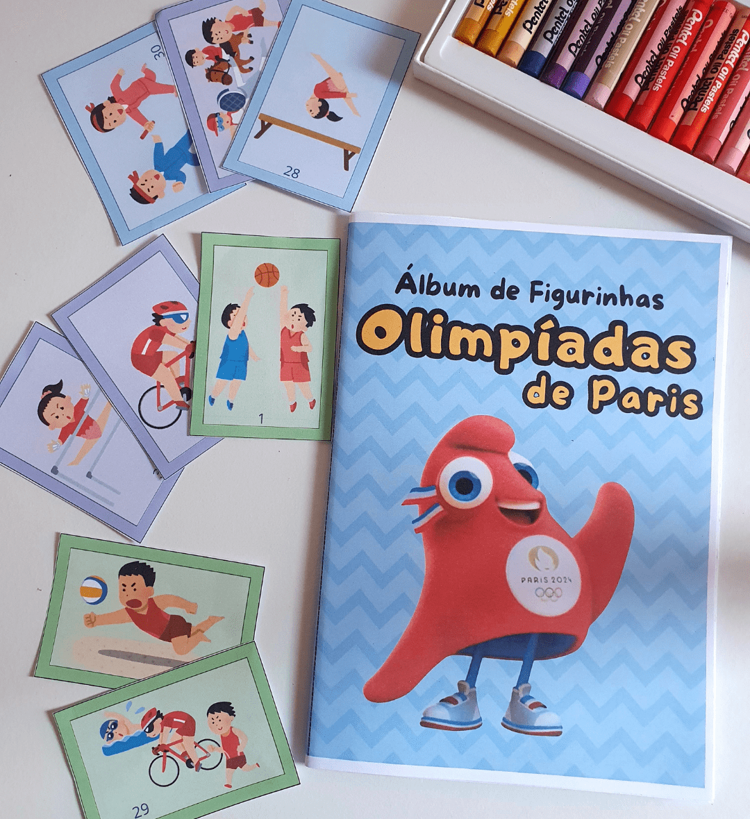 Álbum de Figurinhas Olimpíadas de Paris em PDF para Imprimir — amostra 2: O que vem no material