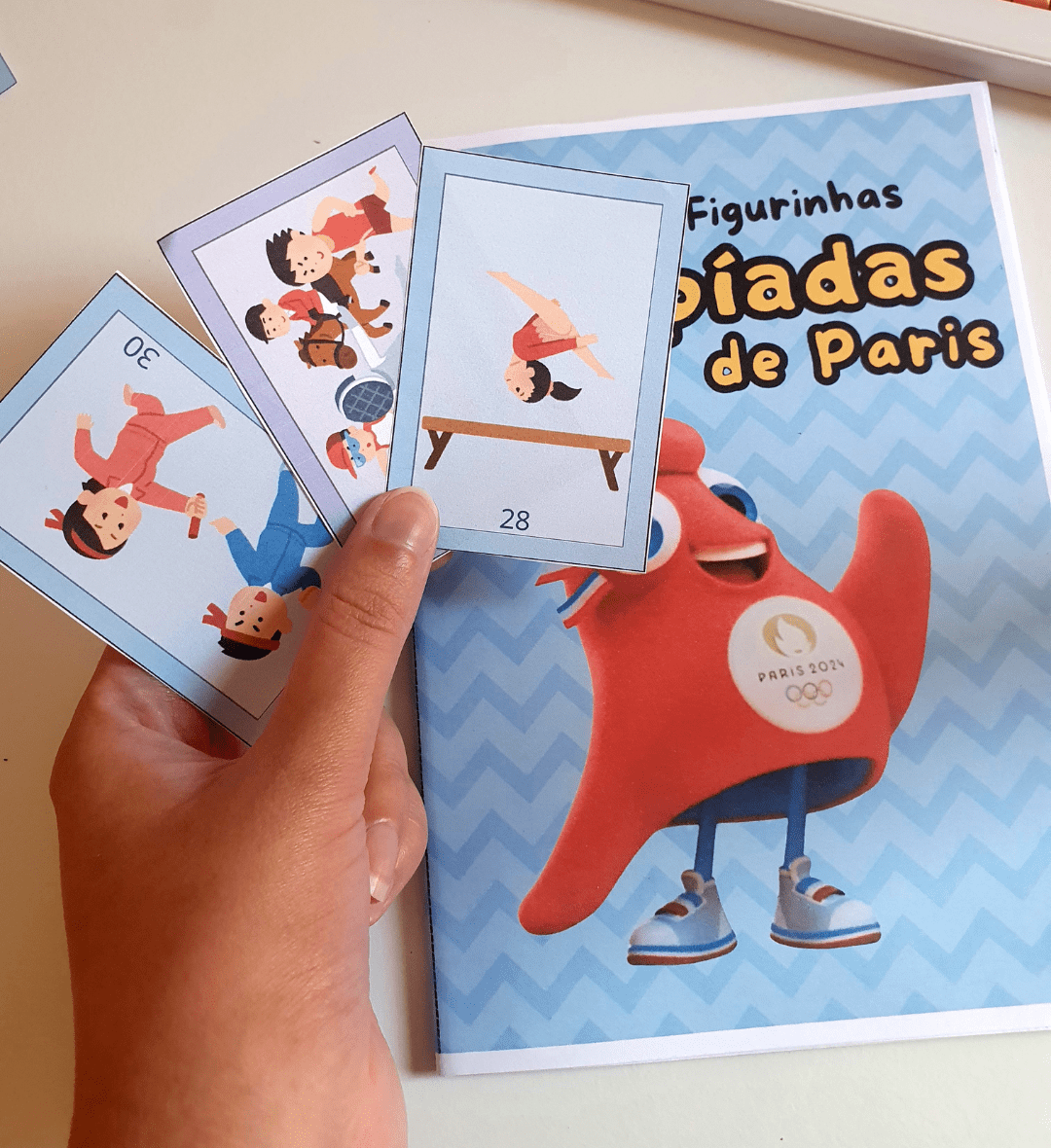 Álbum de Figurinhas Olimpíadas de Paris em PDF para Imprimir — amostra 3: Como usar em sala de aula