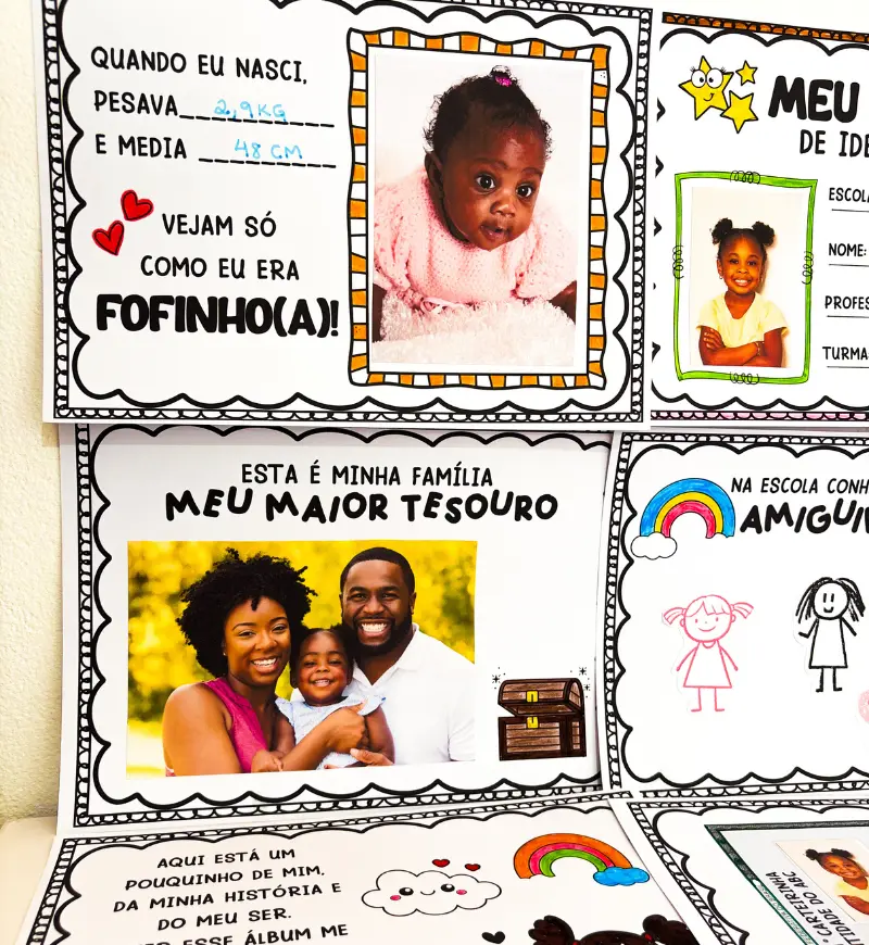 Álbum de Identidade para Educação Infantil em PDF — amostra 2: O que vem no material