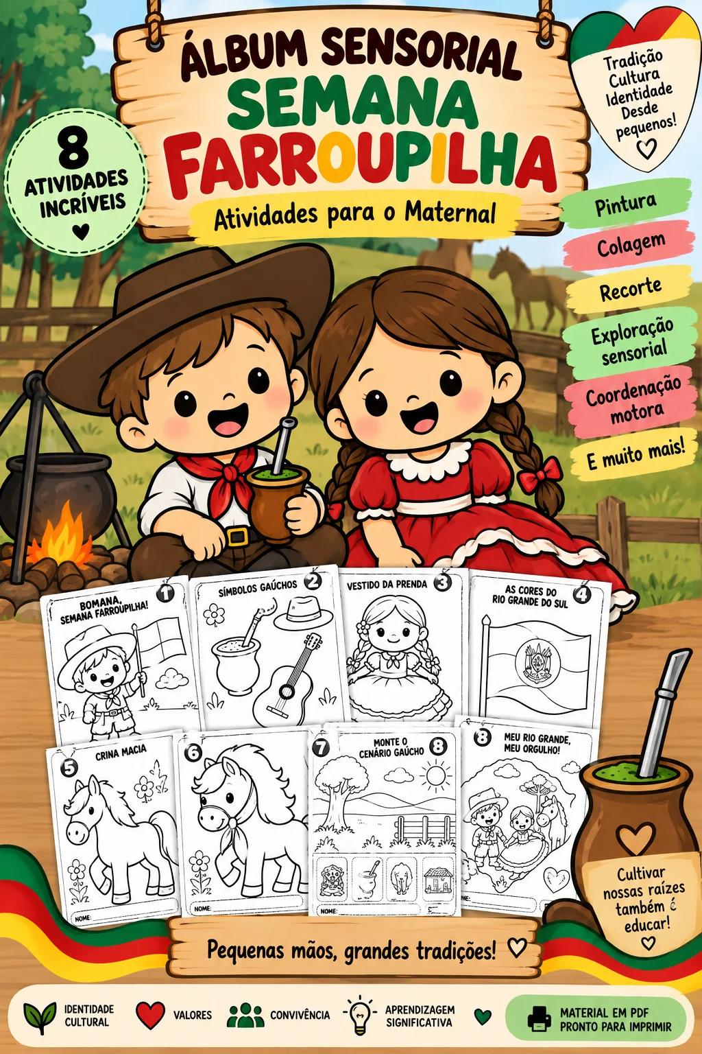 Álbum Sensorial Semana Farroupilha | Maternal – 3 Anos — capa do material