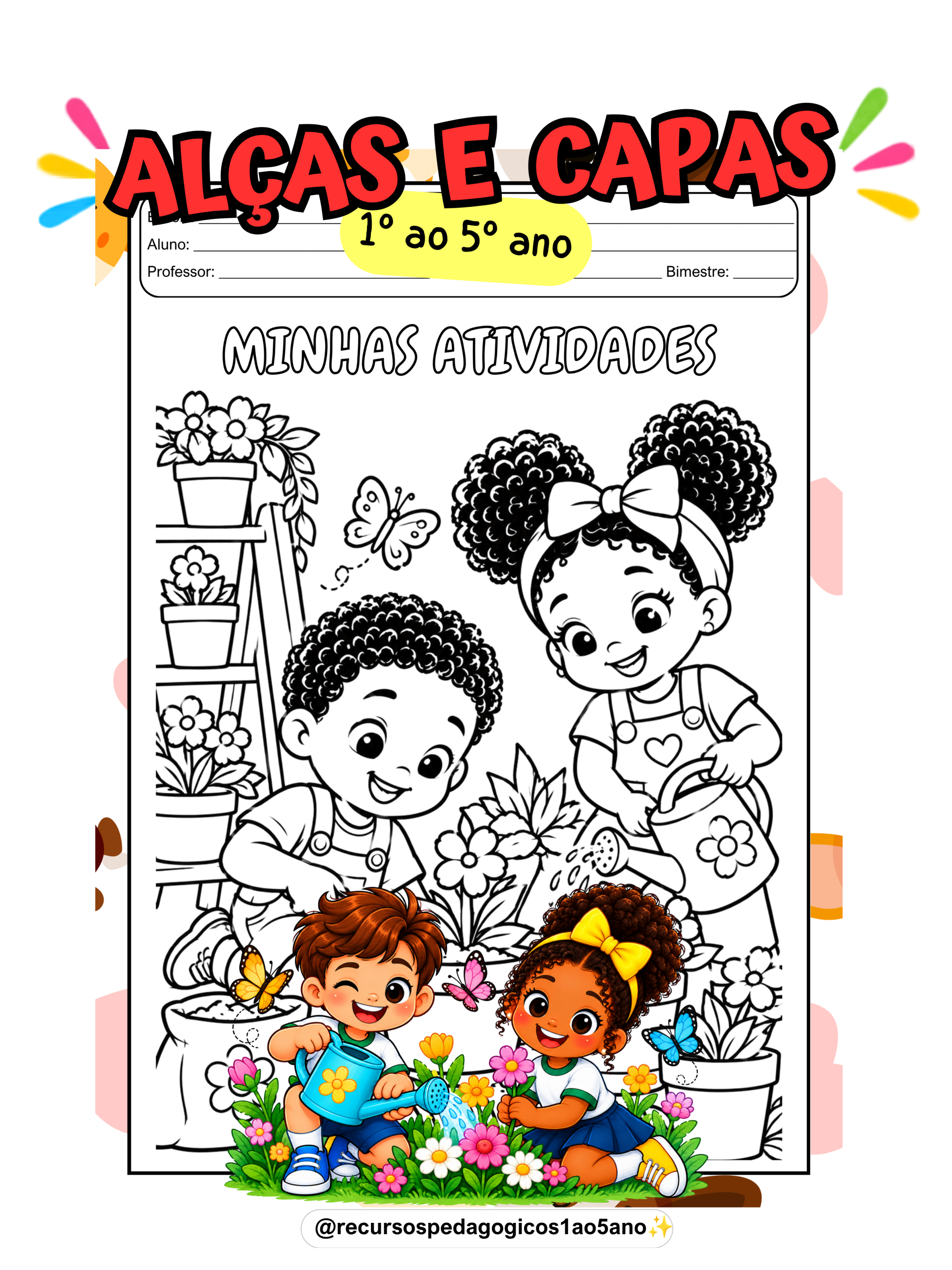Alças e capas para avaliações – Tema primavera – PDF para Imprimir | Anos Iniciais — amostra 1: 🍂 O que você encontra…