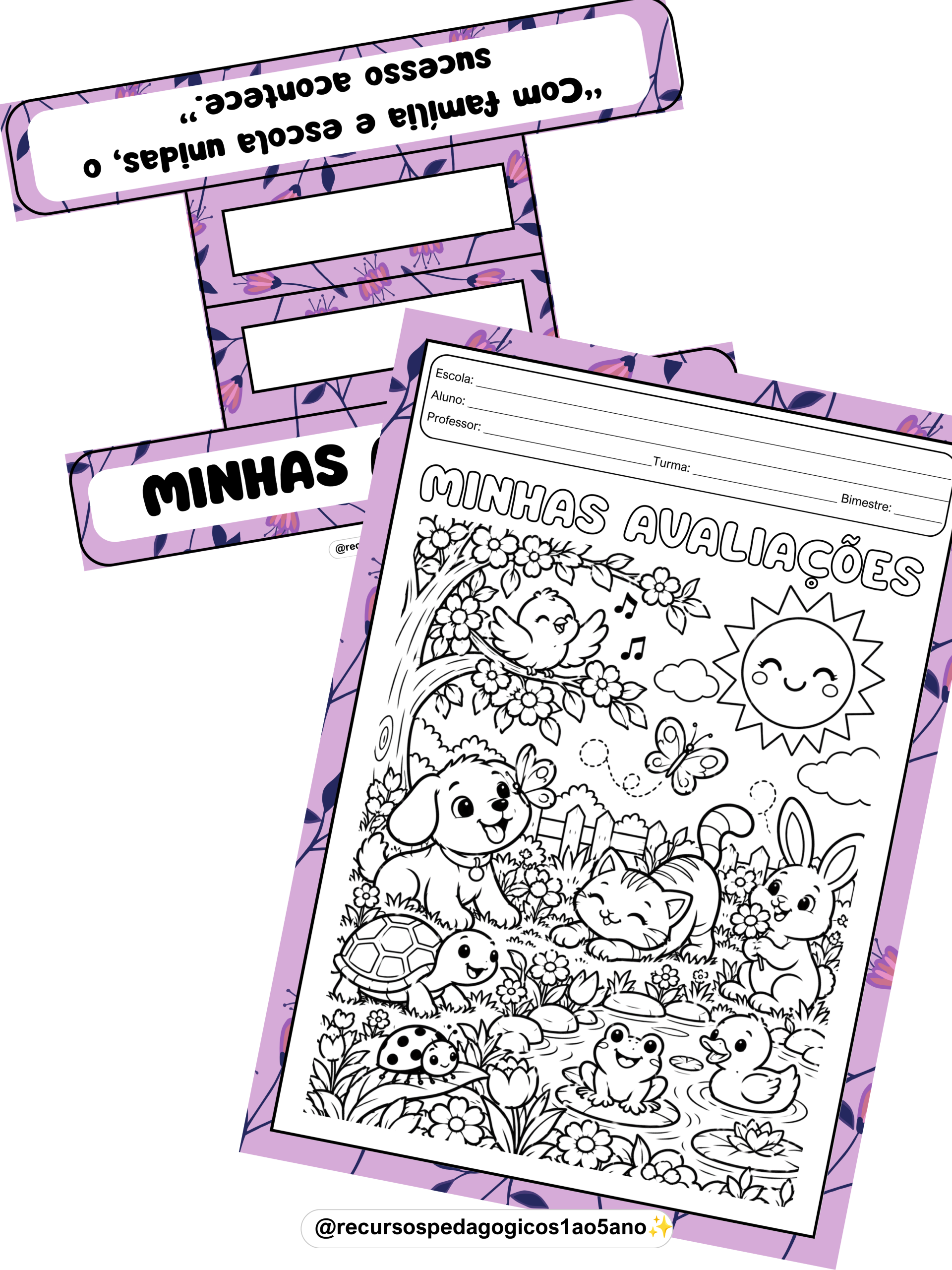 Alças e capas para avaliações – Tema primavera – PDF para Imprimir | Anos Iniciais — amostra 3: 👩‍🏫 Indicado para: