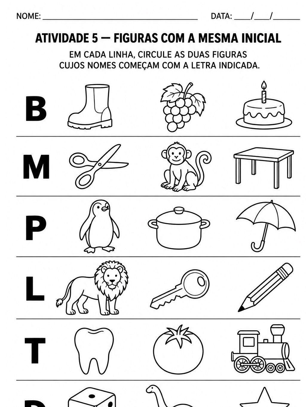 Alfabetização 1º Ano: Vogais e Letras Iniciais — Kit 3 — amostra 6: 10 atividades de alfabetização com vogais, letras…