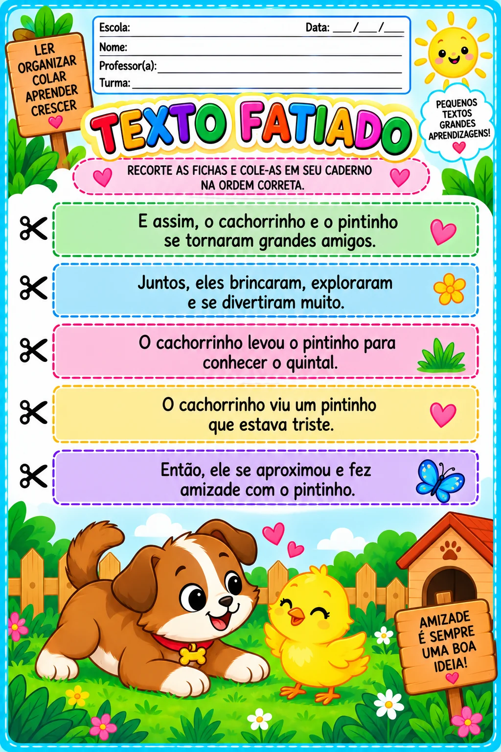 Alfabetização + 5 atividades + leitura + sequência textual + imprimir — amostra 1: 🌈 Colorê Pedagógica — recursos que…