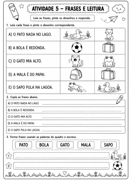 Alfabetização-Atividades de Leitura, Escrita e Consciência Fonológica — amostra 4: Apostila de Alfabetização – Letras,…