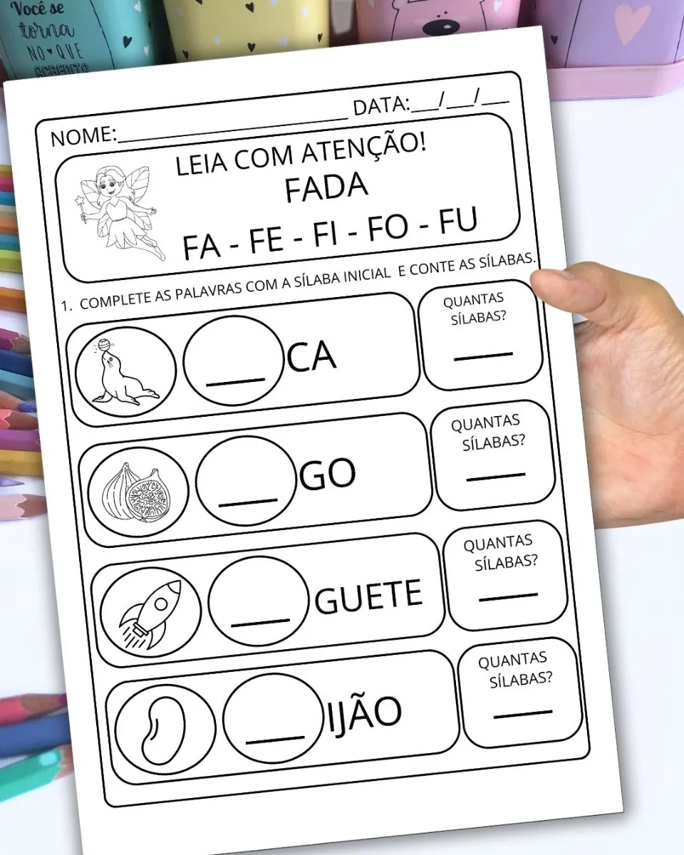 Alfabetização: Completando e Contando Sílabas para Educação Infantil e Anos Iniciais — amostra 1: Ideal para utilizar em…