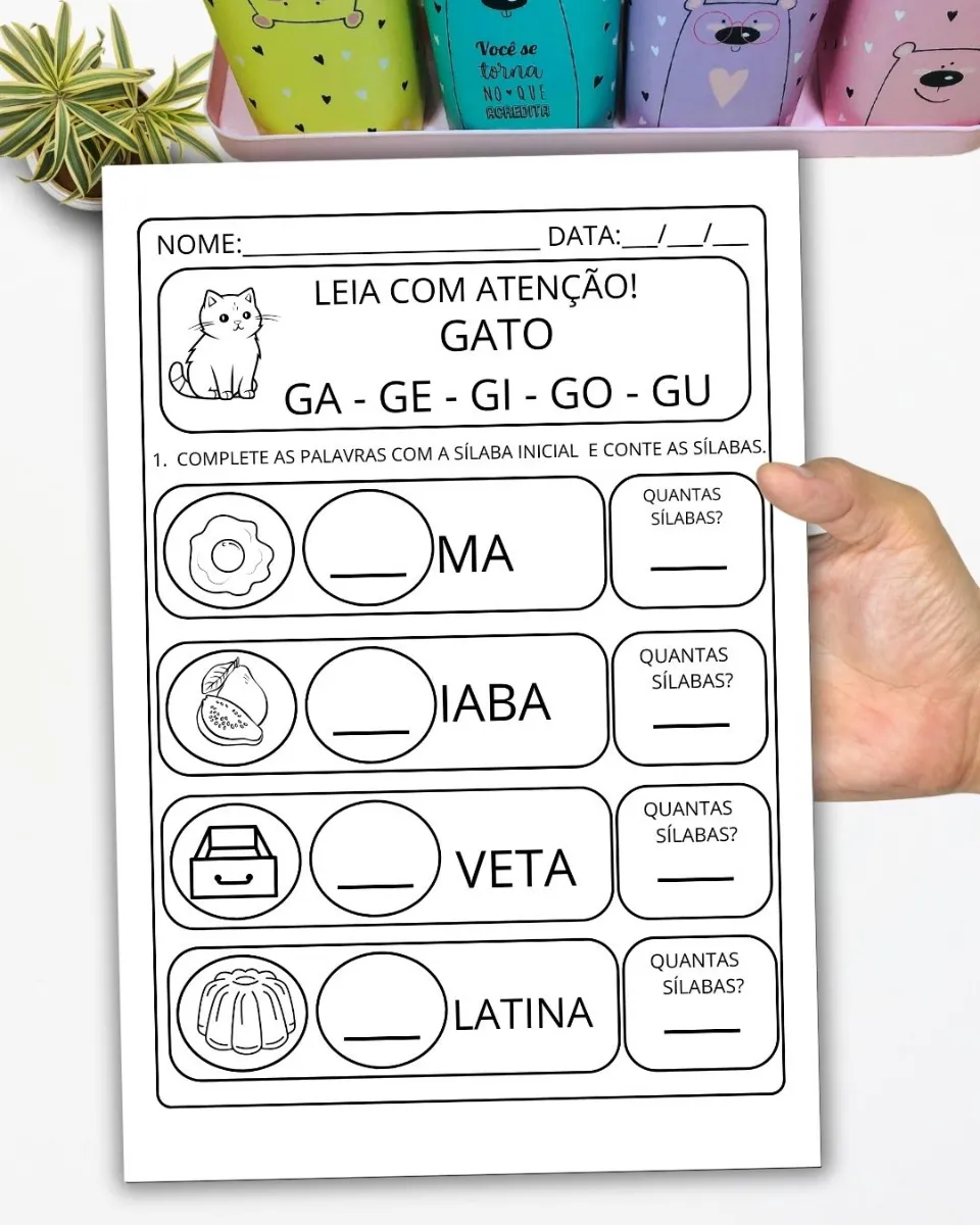 Alfabetização: Completando e Contando Sílabas para Educação Infantil e Anos Iniciais — amostra 5: Ideal para utilizar em…