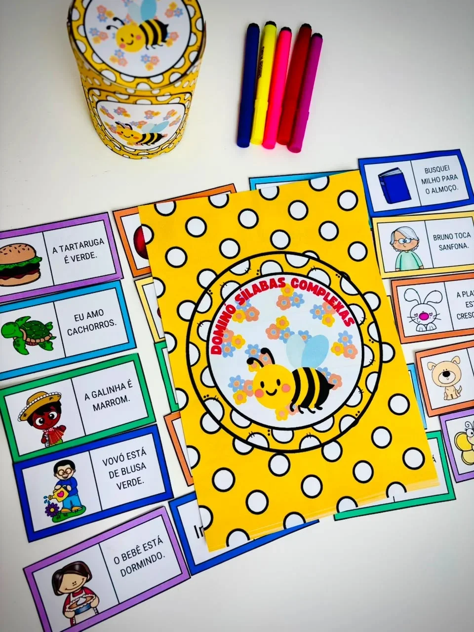 Alfabetização: Dominó de Sílabas Complexas — Jogos pedagógicos para 1º ano: Dominó com sílabas complexas e frases para…